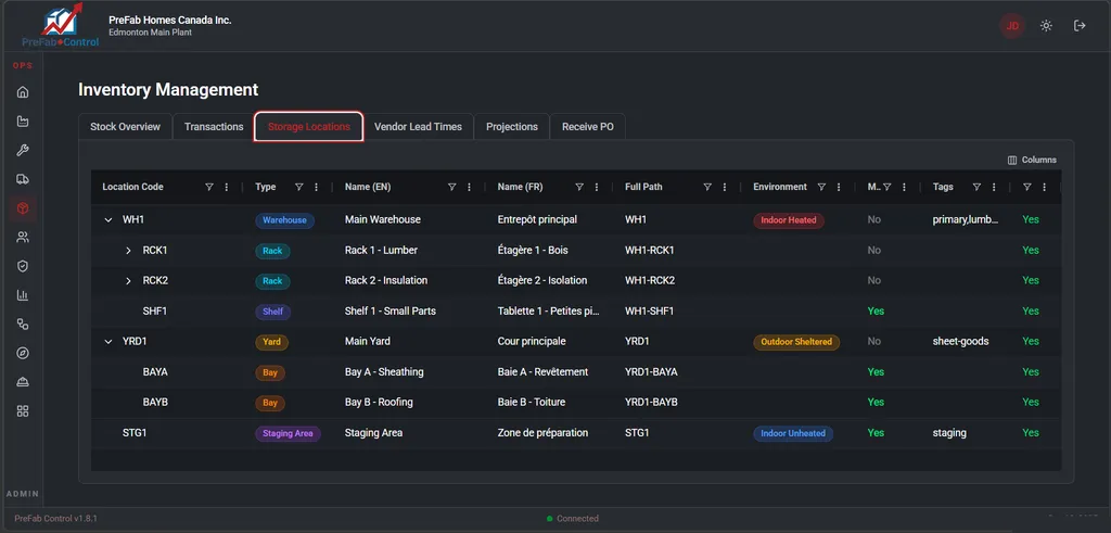 Inventory management with lot tracking